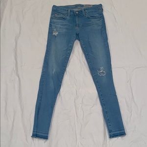AG light wash denim jeans cut off
